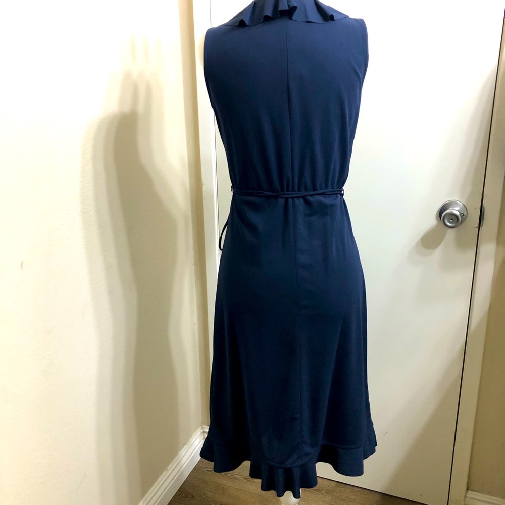 ๐ J. Crew Navy Ruffle Wrap Dress - Picture 3 of 4